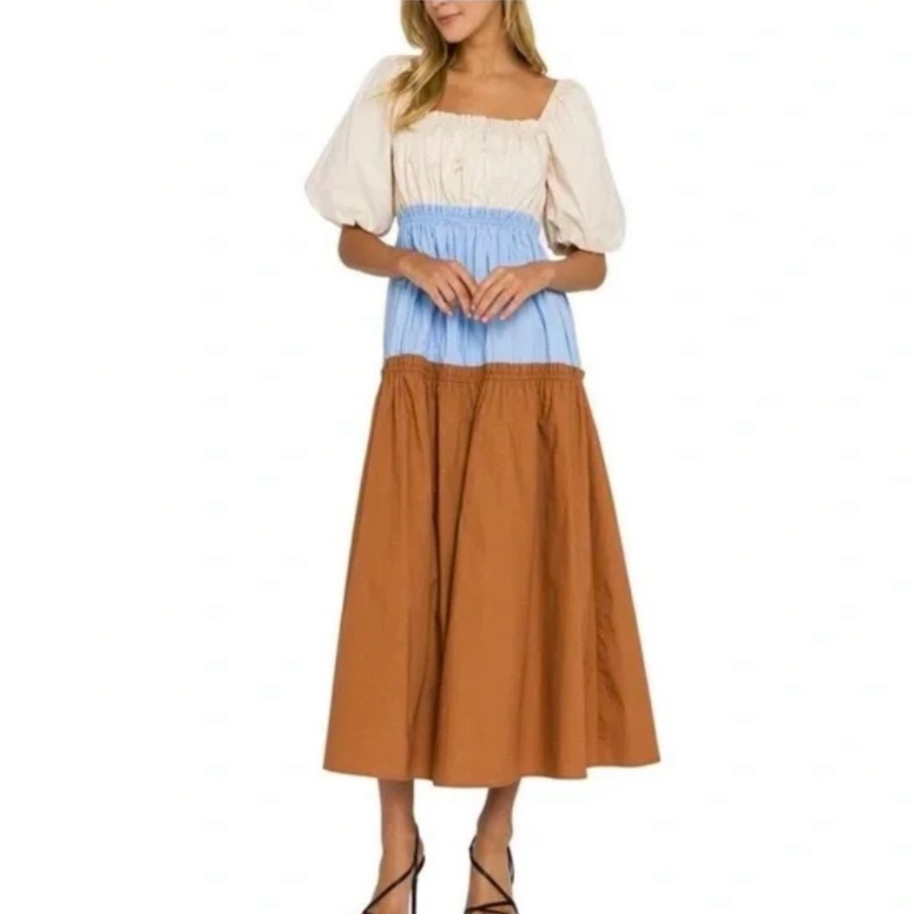 English Factory Color Block Maxi Dress